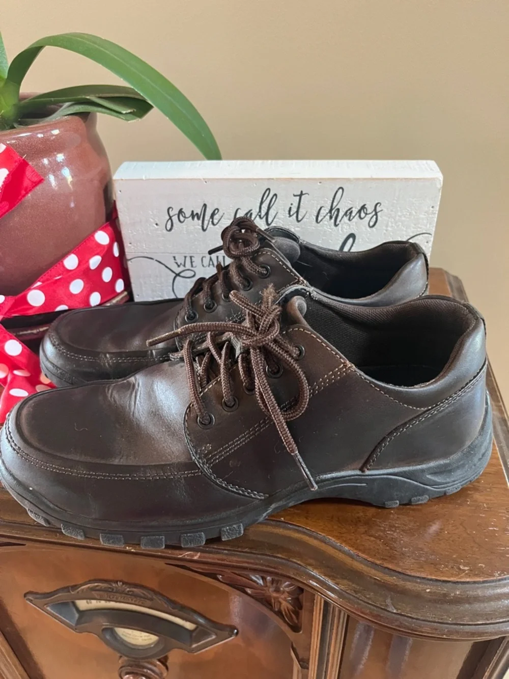 Brown Leather Lace Up Business Casual Men’s 9.5 Rockport Capital Derby Loafers